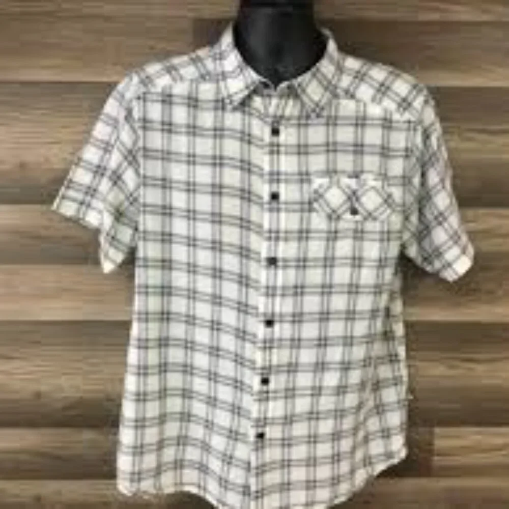 The‎ North Face Men's Casual Plaid Shirt Gray and White